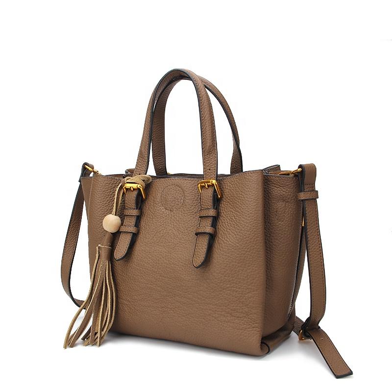 2019 Fashion Ladies Tassel Handbag Khaki PU Bag For Women