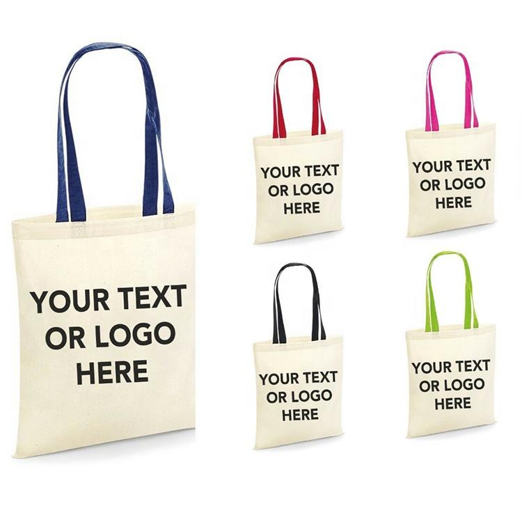 Custom Text Logo Contrast Tote Bag Shopper Grocery Shopping Handbag