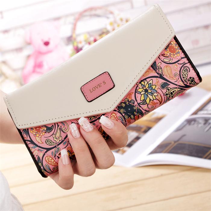2018 flower pattern envelope purse slim leather  wallet
