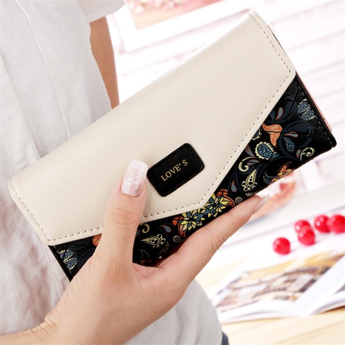 2018 flower pattern envelope purse slim leather  wallet
