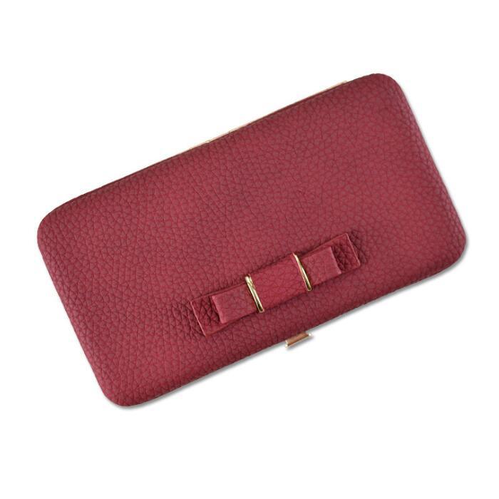 Fashion latest design hard case bowknot long design phone case wallet ladies purse