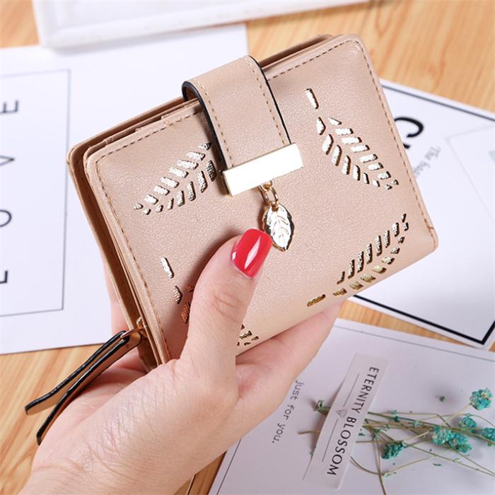 Fashionable short design leaf purse women mini wallet