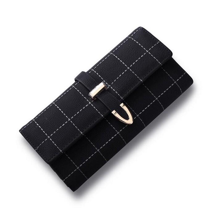 Hot sale Japanese korean vintage trifold black color woman wallet