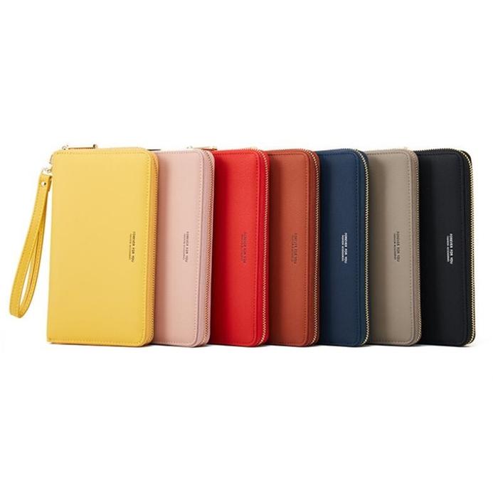 Hot sale fashion simple big long large zipper ladies purse phone clutch wallet women
