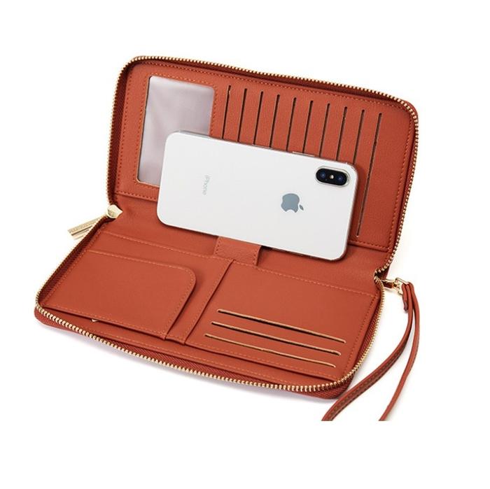 Hot sale fashion simple big long large zipper ladies purse phone clutch wallet women