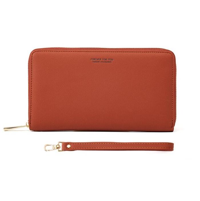Hot sale fashion simple big long large zipper ladies purse phone clutch wallet women