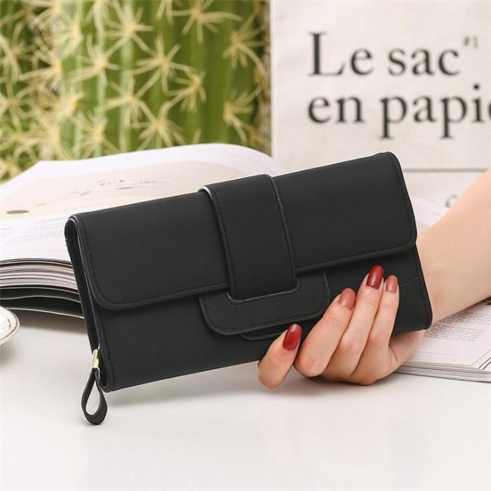 Hot sale korea fashion tri fold woman lady purse clutch wallet