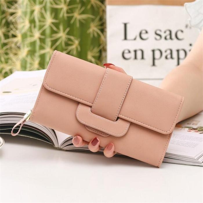Hot sale korea fashion tri fold woman lady purse clutch wallet