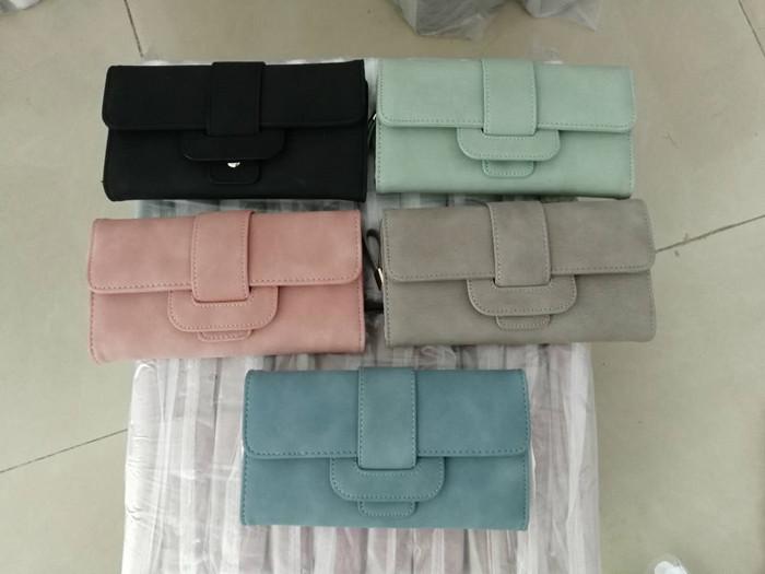 Hot sale korea fashion tri fold woman lady purse clutch wallet