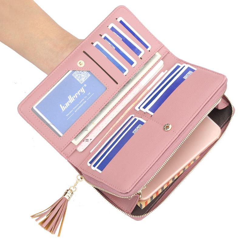Korean lovely dot long zipper fringed money women purse