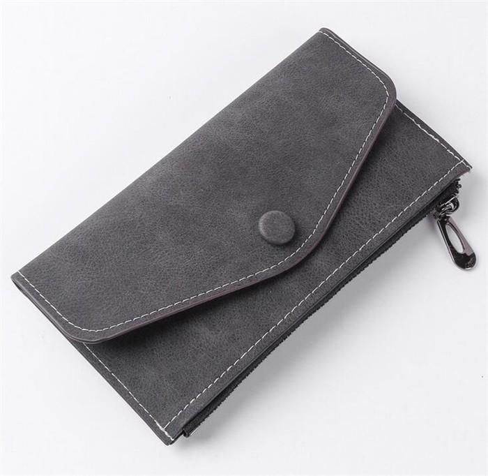 Online shop china low price ladies grey wallet nubuck pu leather