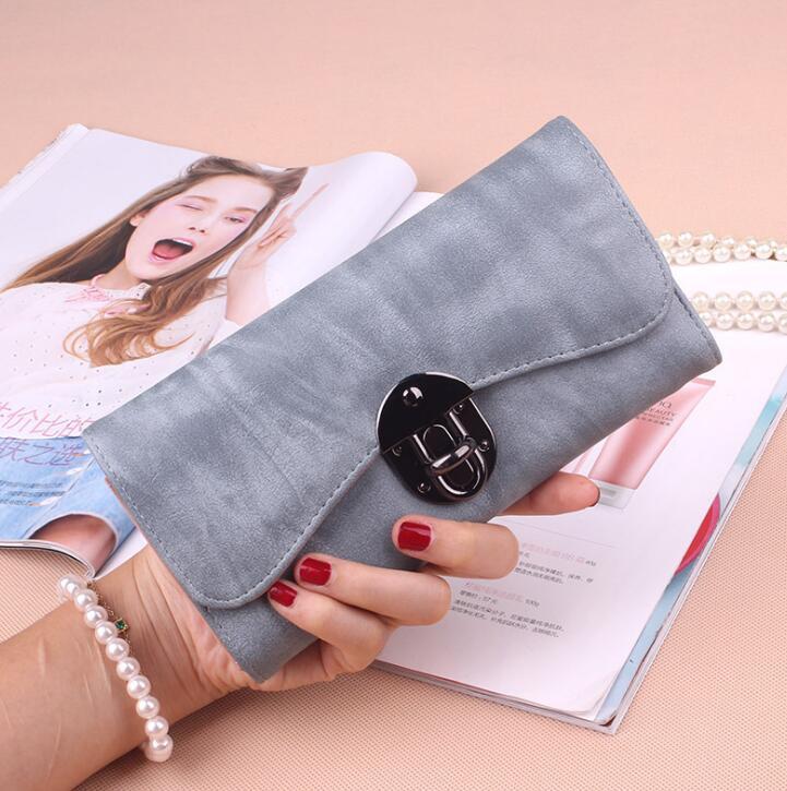 Wholesale korean latest long trifold lock designers wallet for  women