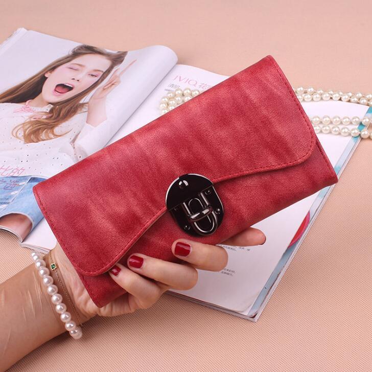 Wholesale korean latest long trifold lock designers wallet for  women